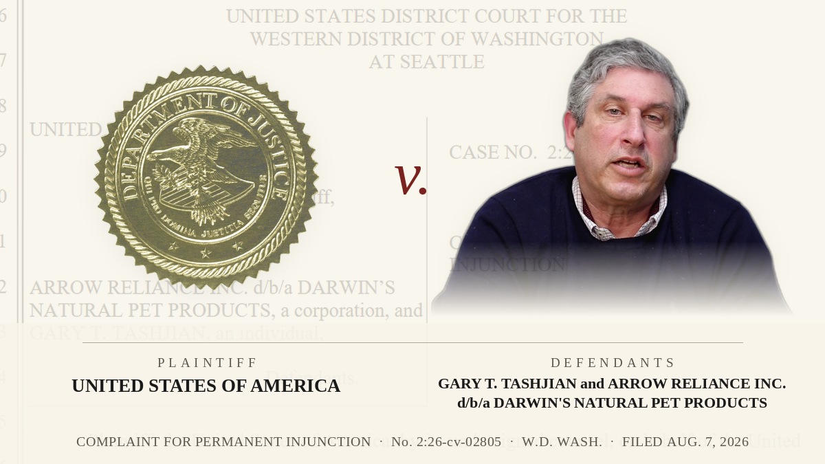 The Department of Justice seal opposite a portrait of Gary T. Tashjian, over the caption page of the federal complaint.